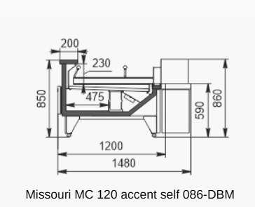 Холодильна вітрина Missouri MC 120 accent self 086-DBM Технохолод