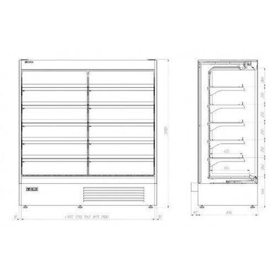 Холодильная горка (регал) UBC AURA 1,88 боковина стеклопакет