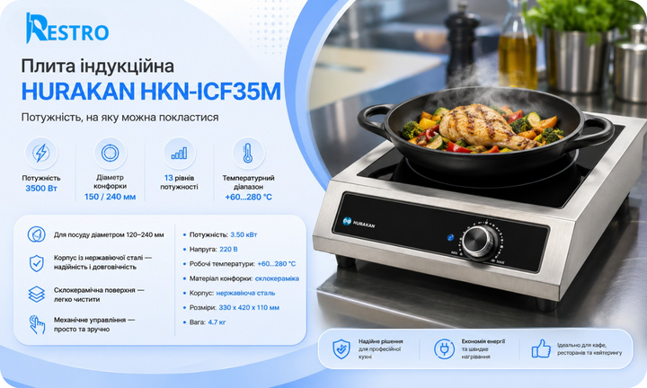 Плита индукционная HURAKAN HKN-ICF35M 1лин