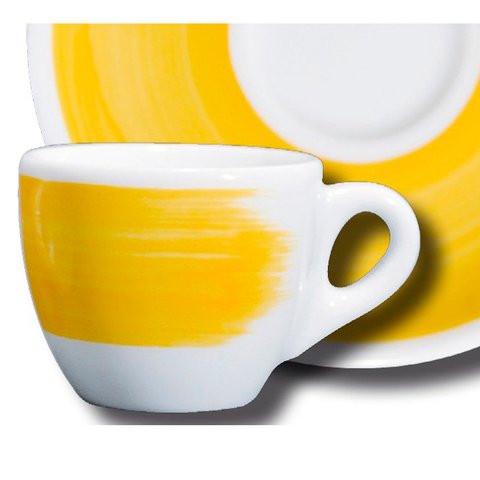 35121 Чашка cappuccino 180 мл Yellow "Verona Millecolori Hand Painted Brush stroke B with handle"