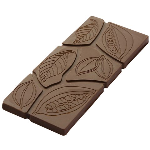 0810 CF Форма для шоколадної плитки "листя і какао боби" 118х50 мм h 8 мм, 3х2 шт./50 г