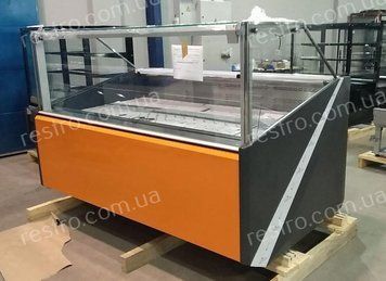 Витрина холодильная FGL160A Juka (рестайлинг) оранжево-черная с газлифтами