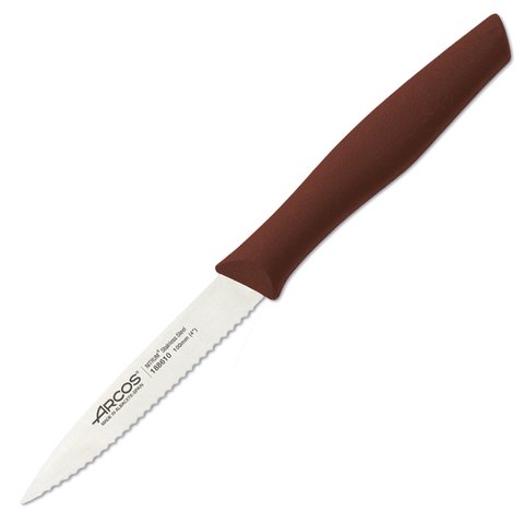 188618 Нож для чистки 100 мм зубчатый коричневый серия "Nova"