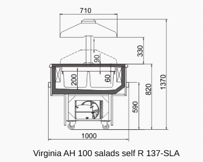 Вітрина самообслуговування Virginia AH 100 salads self R 137-SLA 1400 Технохолод