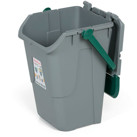 11/35GRB-VES Контейнер для мусора 370х370 h520 мм, 35 л (серый) с зеленой крышкой и ручкой