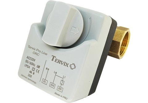 2-х ходовой шаровой клапан с электроприводом Tervix Pro Line ORC (нормально закрытый, 230В) (DN20) 201023